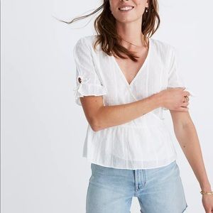 Tie-Sleeve Wrap Top in Swiss Dot